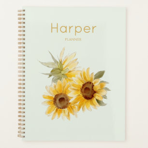 Aquarell-Sonnenblumen personalisiert Planer