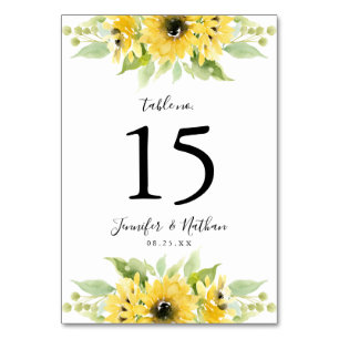 Aquarell-Sonnenblumen Personalisierte Hochzeit Tischnummer