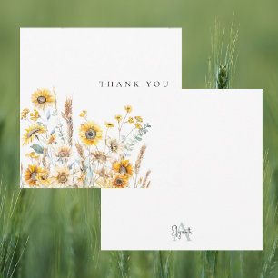 Aquarell-Sonnenblumen Personalisierte Leere Dankes Dankeskarte