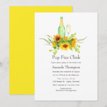 Aquarell Sonnenblumen Pop Fizz Clink Brautparty