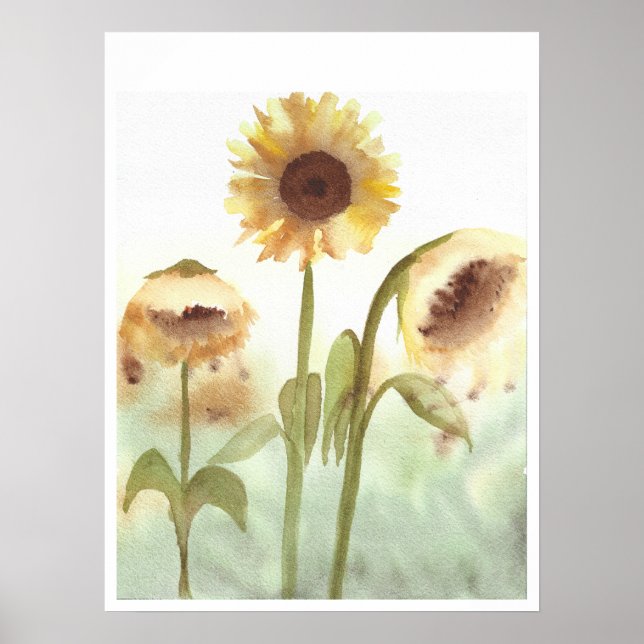Aquarell Sonnenblumen Printmedien Poster (Vorne)