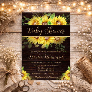 Aquarell-Sonnenblumen-Rahmen für Babyparty-Einladu Einladung