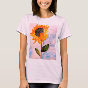 Aquarell Sonnenblumen Rose Gold Malerei T-Shirt