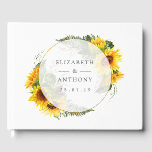 Aquarell-Sonnenblumen-Rustikale-Hochzeit Gästebuch