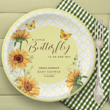 Aquarell-Sonnenblumen-Schmetterling-Baby-Party