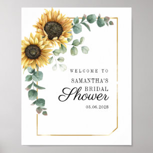 Aquarell-Sonnenblumen-Script-Bridal-Shower-Willkom Poster