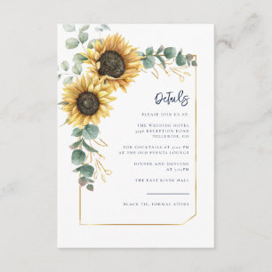 Aquarell-Sonnenblumen-Script-Hochzeitsdetails Begleitkarte