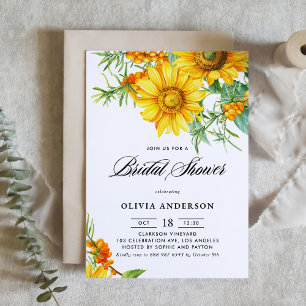 Aquarell Sonnenblumen & Sea Buckthorn Brautparty Einladung