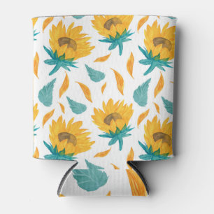 Aquarell-Sonnenblumen: Sommer Botanischer Druck Dosenkühler