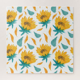Aquarell-Sonnenblumen: Sommer Botanischer Druck Puzzle