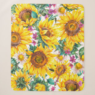 Aquarell-Sonnenblumen Sommer vintage nahtloses Mus Sherpadecke