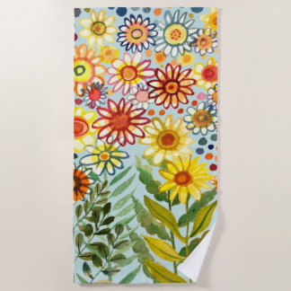 Aquarell-Sonnenblumen-Strandtuch Strandtuch