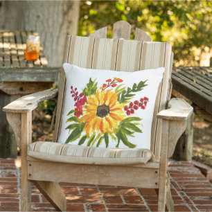 Aquarell-Sonnenblumen süß modern hübsch Kissen