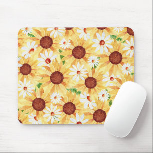 Aquarell Sonnenblumen und Daisy Mousepad