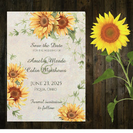 Aquarell Sonnenblumen und Reben Save The Date