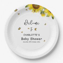 Aquarell Sonnenblumen und Schmetterlinge Kinderdus Pappteller