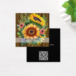 Aquarell Sonnenblumen Visitenkarte - Holzfront