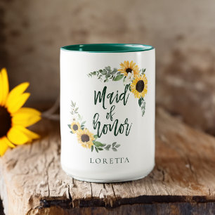Aquarell Sonnenblumen Wildblume Trauzeugin Tasse