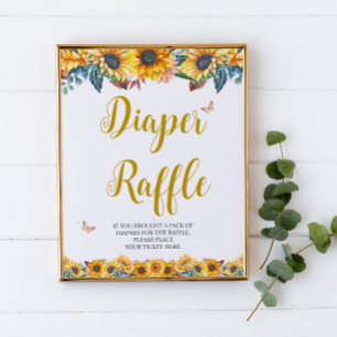 Aquarell-Sonnenblumen-Windeln-Raffle-Schild Poster