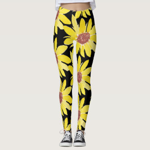 Aquarell-Sonnenblumenknospe Lebendig Handgemalt Leggings