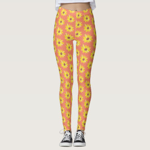Aquarell-Sonnenblumenknospen Lebendig Handbemalt Leggings