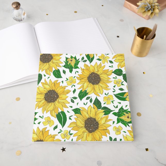 Aquarell-Sonnenblumenmuster  Gästebuch (Vorderseite offen)