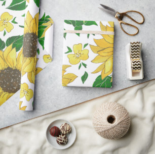 Aquarell-Sonnenblumenmuster  Geschenkpapier