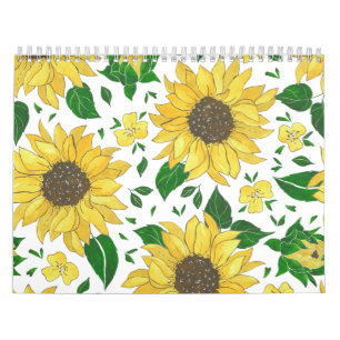Aquarell-Sonnenblumenmuster  Kalender