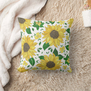 Aquarell-Sonnenblumenmuster Kissen