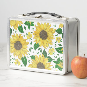 Aquarell-Sonnenblumenmuster Metall Brotdose