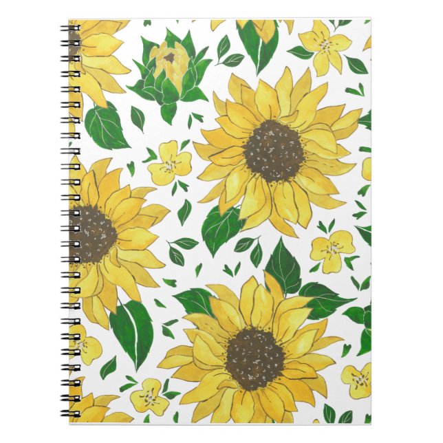 Aquarell-Sonnenblumenmuster  Notizblock (Vorderseite)