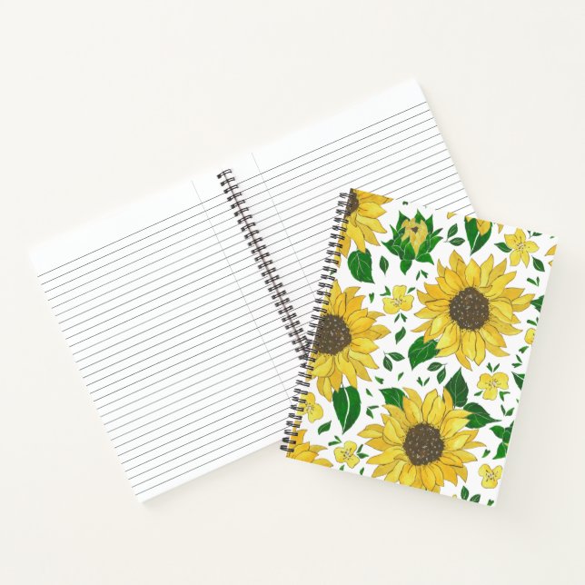 Aquarell-Sonnenblumenmuster  Notizbuch (Innenseite)