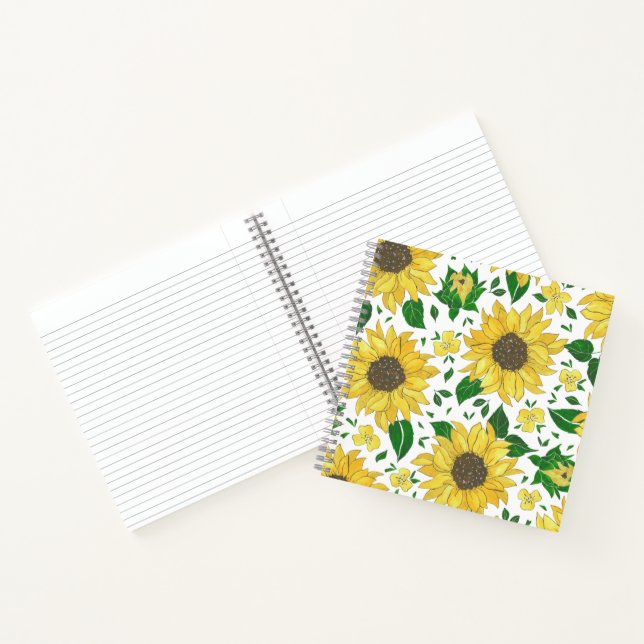Aquarell-Sonnenblumenmuster  Notizbuch (Innenseite)