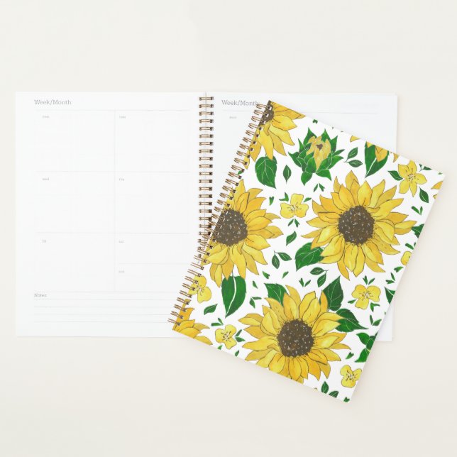 Aquarell-Sonnenblumenmuster  Planer (Anzeige)