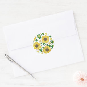 Aquarell-Sonnenblumenmuster  Runder Aufkleber