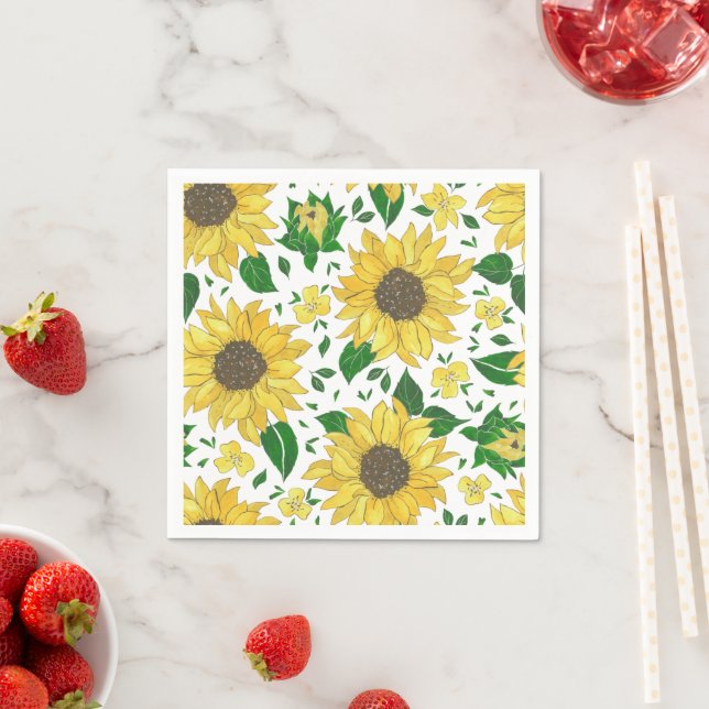 Aquarell-Sonnenblumenmuster  Serviette (Beispiel)