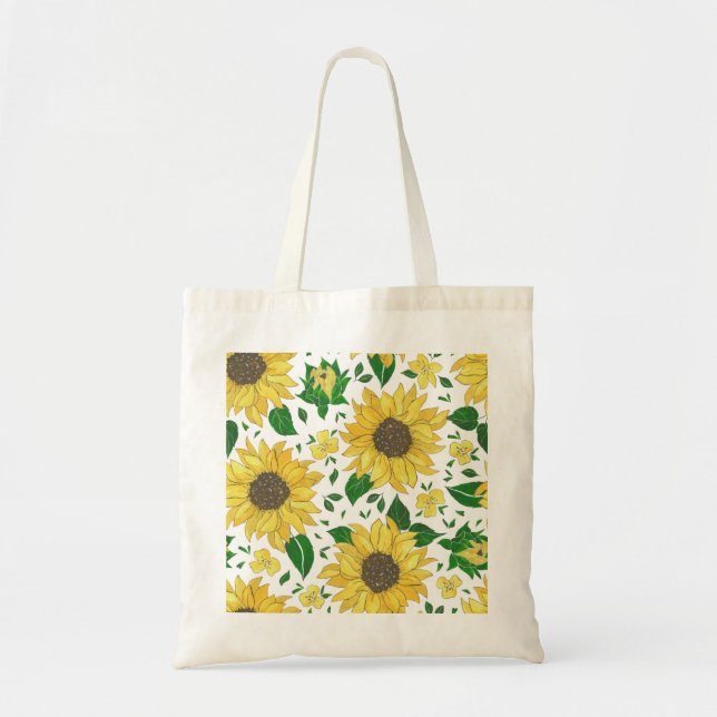 Aquarell-Sonnenblumenmuster  Tragetasche (Vorne)