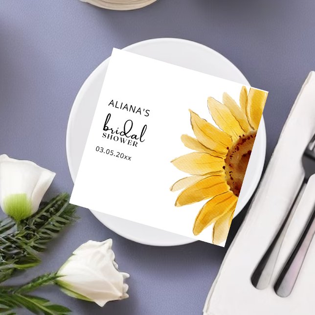 Aquarell Sonnenblumenserie Brautparty Napkins Serviette (Von Creator hochgeladen)