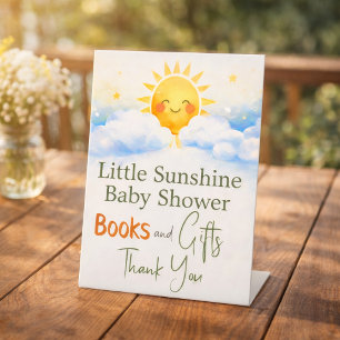 Aquarell-Sonnenschein-Baby-Shower-Schild - Gelb/Bl Sockelschild