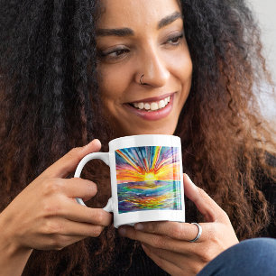 Aquarell-Sonnenuntergang über dem Wasser Kaffeetasse