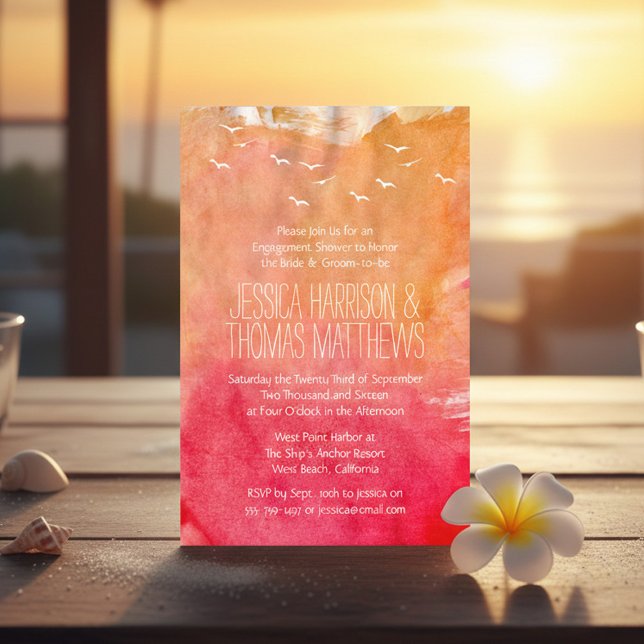 Aquarell Sonnenuntergang Verlobung Dusche oder Par Einladung (Von Creator hochgeladen)