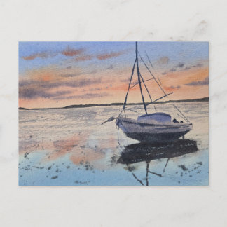 Aquarell-Sonnenuntergangs-Gemälde  Postkarte