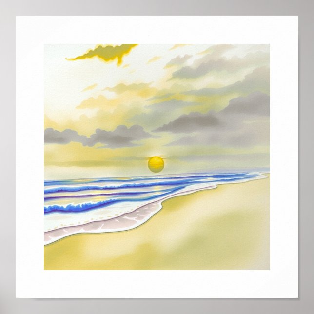 Aquarell-Sonnenuntergangs-Kunstposter Poster (Vorne)