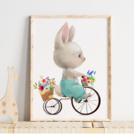 Aquarell Sonnige Blume Fahrrad | Bunny Wall Print Poster