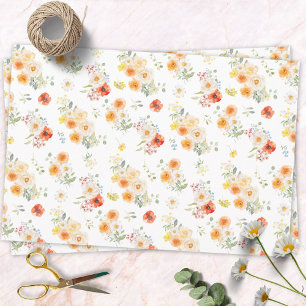 Aquarell Sonnige Blumen Florales Muster Geschenkpapier Set