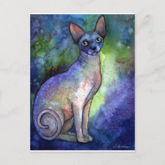 Aquarell Sphynx Sphinx Kat # 2 Gemälde Postkarte