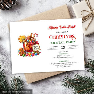 Aquarell spielerische Weihnachtscocktails-Party  Einladung