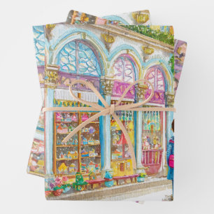 Aquarell Spielwarenladen in Paris Geschenkpapier Set