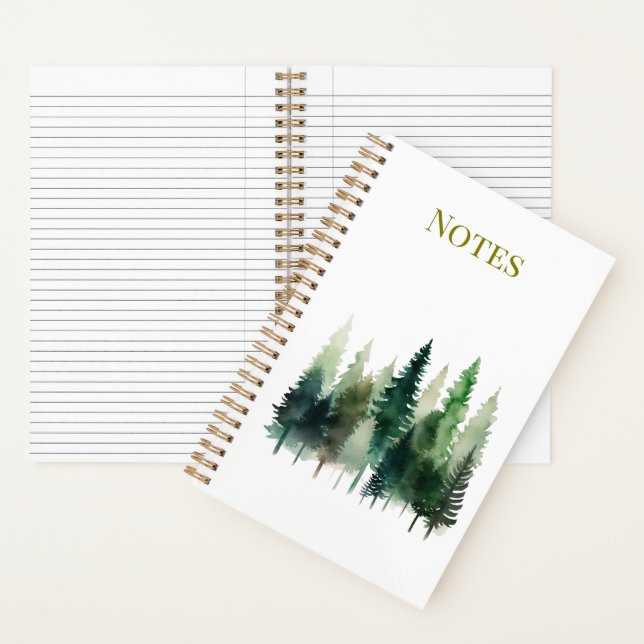Aquarell-Spiralblock mit Kiefern  Notizbuch (Innen)