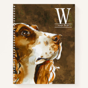 Aquarell Springer Spaniel modernes Monogramm Notizbuch